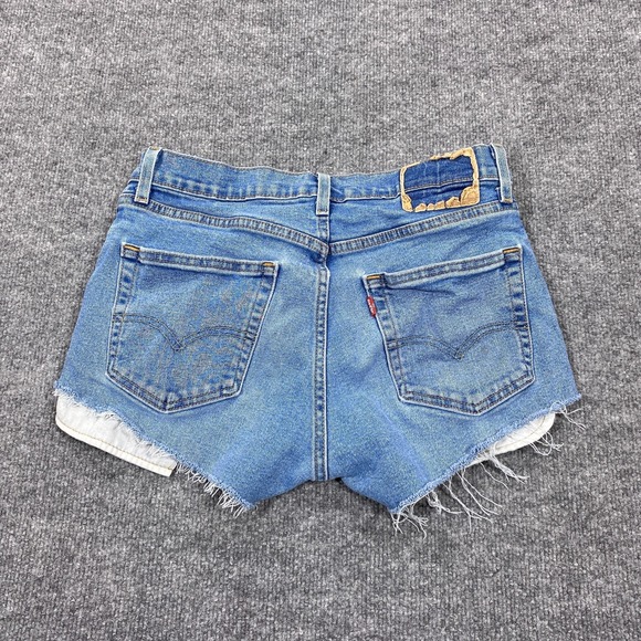 Levis Cut Off Shorts Women 31 Blue 511 Jorts Distressed Daisy Duke Booty Biker - Picture 2 of 11